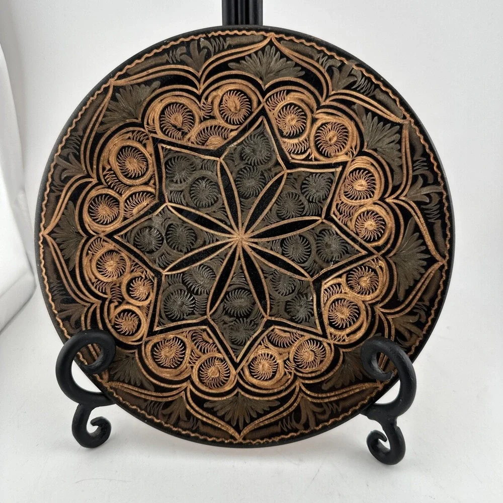 Vintage 7.5 Inch Turkish Etched Copper Wall Plate